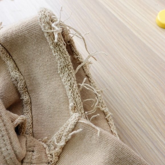 Distressed Camel Sweatshirt Womens XS Cut Out Ripped Pullover  ALALA Cypher USA - Picture 15 of 16